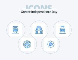 Greece Independence Day Blue Icon Pack 5 Icon Design. ancient jar. easter. ancient jar. church. building vector
