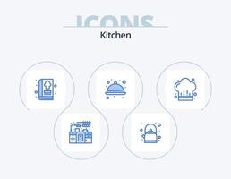 paquete de iconos azul de cocina 5 diseño de iconos. restaurante. cocinar. alimento. cafetería. comida vector