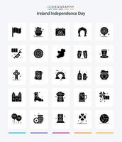 creativo día de la independencia de irlanda 25 glifo paquete de iconos negro sólido como patricks. herradura. calendario. fortuna. patricio vector