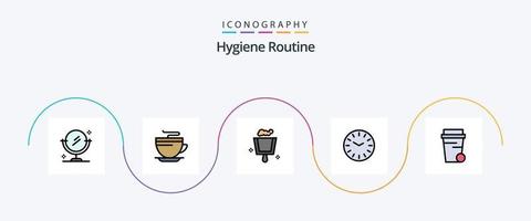 Hygiene Routine Line Filled Flat 5 Icon Pack Including . cleaning. dustpan. soup. cleaning vector