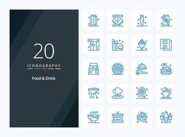 20 Food And Drink Blue Color icon for presentation vector