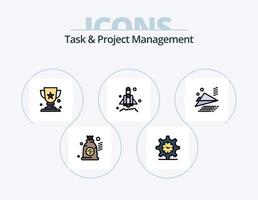 Task And Project Management Line Filled Icon Pack 5 Icon Design. projector. graph . find. chart . screen vector