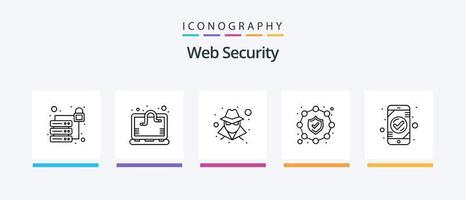 paquete de iconos de línea de seguridad web 5 que incluye información confidencial. peligro. error de datos. web. página. diseño de iconos creativos vector