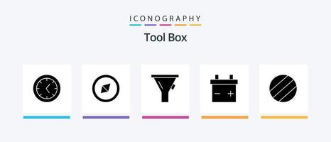 paquete de iconos de glifo 5 de herramientas que incluye . batería... diseño de iconos creativos vector