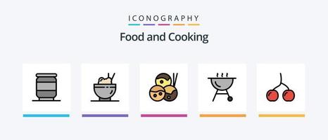 paquete de 5 iconos llenos de línea de alimentos que incluye. cuchillo. preparación. diseño de iconos creativos vector