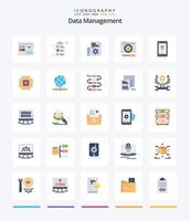 Creative Data Management 25 Flat icon pack  Such As encryption. setting. document. options. configuration vector