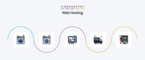 Web Hosting Line Filled Flat 5 Icon Pack Including web hosting. server. computer. database. transfer vector