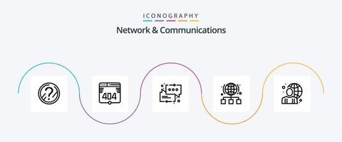 paquete de iconos de la línea 5 de red y comunicaciones, incluido en línea. servidor. mensajes red. Internet vector