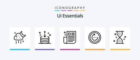 Ui Essentials Line 5 Icon Pack Including in. add. time. ui. list. Creative Icons Design vector