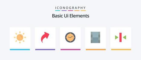 Basic Ui Elements Flat 5 Icon Pack Including back. play. watch. filam. video. Creative Icons Design vector