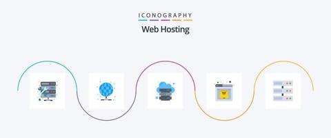 Paquete de 5 iconos planos de alojamiento web que incluye copia de seguridad. servicio. base de datos. seguridad. web vector