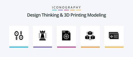 pensamiento de diseño y modelado de impresión d paquete de iconos de glifo 5 que incluye destino. configuración. archivo. pastoreo entrega diseño de iconos creativos vector