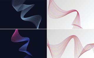 crea un aspecto profesional con este conjunto de 4 fondos abstractos de ondas vector