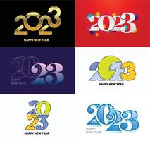 Big Collection of 2023 Happy New Year symbols Cover of business diary for 2023 with wishes vector