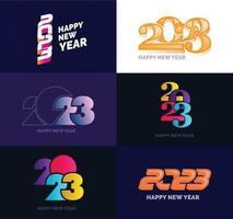 Big Collection of 2023 Happy New Year symbols Cover of business diary for 2023 with wishes vector