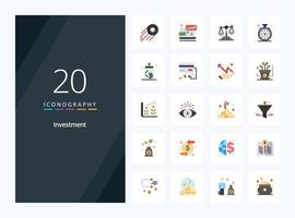 20 icono de color plano de inversión para presentación vector