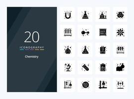 20 Chemistry Solid Glyph icon for presentation vector