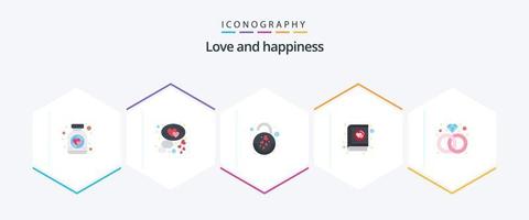 Love 25 Flat icon pack including present. valentine. heart. romantic. book vector