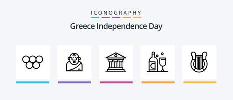 paquete de iconos de la línea 5 del día de la independencia de grecia que incluye grecia. Sagitario. vaso. astrología. mitología. diseño de iconos creativos vector