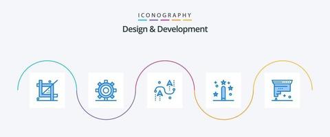 paquete de iconos azul 5 de diseño y desarrollo que incluye desarrollo. codificación. engranaje. programación. diseño vector