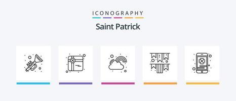 Saint Patrick Line 5 Icon Pack Including clover. clover. harp. patrick. ireland. Creative Icons Design vector