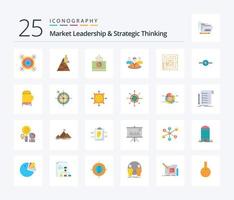 Market Leadership And Strategic Thinking 25 Flat Color icon pack including conversation. chat. space craft. group. bucks vector