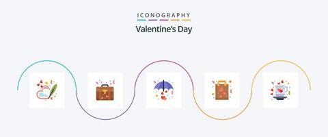 paquete de iconos flat 5 del día de san valentín que incluye café. papel. amar. amar. comprar vector