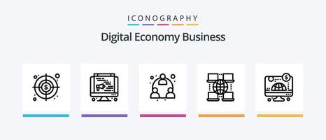 Digital Economy Business Line 5 Icon Pack Including . web. target. online. smartphone. Creative Icons Design vector