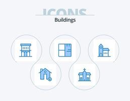 edificios icono azul paquete 5 diseño de iconos. iglesia. edificio. propiedad. planta. edificios vector