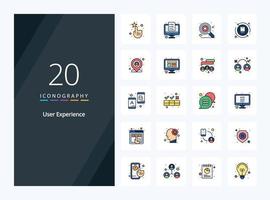 20 User Experience line Filled icon for presentation vector