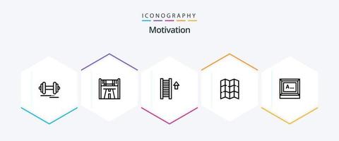 Motivation 25 Line icon pack including text. screen. ladder. motivation. map vector