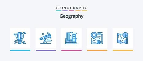 paquete de iconos geo graphy blue 5 que incluye destino. mapa. astronomía. compañía. polución diseño de iconos creativos vector