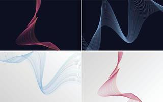 Enhance your presentation with this set of 4 geometric wave backgrounds vector