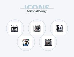 línea de diseño editorial paquete de iconos llenos 5 diseño de iconos. presentación. cuadro. página. arte. tableta vector