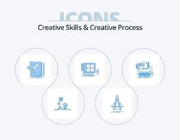 Creative Skills And Creative Process Blue Icon Pack 5 Icon Design. tool. design. compass. geometry. design vector