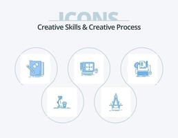 Creative Skills And Creative Process Blue Icon Pack 5 Icon Design. tool. design. compass. geometry. design vector