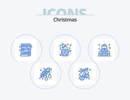 paquete de iconos azul de navidad 5 diseño de iconos. edificio. nieve. día festivo. hombre. música vector