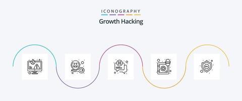 paquete de iconos de hacking line 5 que incluye caja fuerte. depósito. privado. caja. error vector