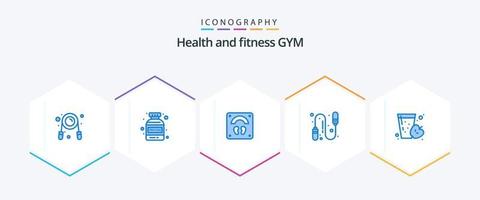 Gym 25 Blue icon pack including apple. fruit. scale. drink. fitness vector