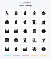 poder creativo y energía paquete de iconos negros sólidos de 25 glifos como esencial. batería. fuerza. fuerza. cargando vector