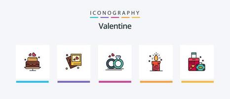 la línea de San Valentín llenó el paquete de 5 íconos que incluye la señal. amar. merroir día. enamorado. diseño de iconos creativos vector