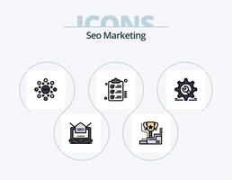 línea de marketing seo paquete de iconos llenos 5 diseño de iconos. web. enlace. anuncio. premio. ganador vector