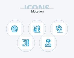 paquete de iconos azul de educación 5 diseño de iconos. educación. oficina. pelota. carta. erite vector