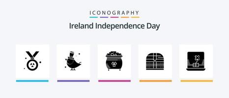 paquete de iconos del glifo 5 del día de la independencia de irlanda que incluye computadora. seguridad. moneda. Irlanda. caja. diseño de iconos creativos vector