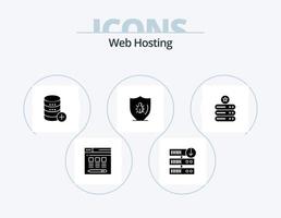 web hosting glyph icon pack 5 diseño de iconos. programación descarga del servidor. agregar. sal vector