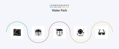 Water Park Glyph 5 Icon Pack Including valentines day. park. water. fountain. park vector