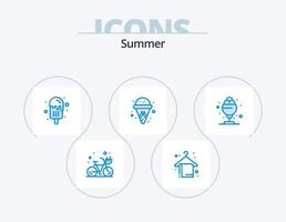 Summer Blue Icon Pack 5 Icon Design. summer. desert. dessert. summer. cone vector