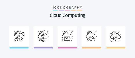 Cloud Computing Line 5 Icon Pack Including folder. rating. network. cloud. Creative Icons Design vector