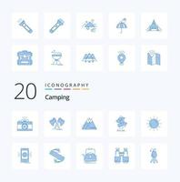20 Camping Blue Color icon Pack like camping direction cutter hiking outdoor vector