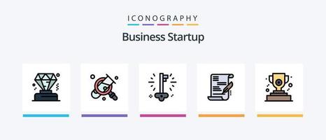 Business Startup Line Filled 5 Icon Pack Including search. tub . business . medal. Creative Icons Design vector